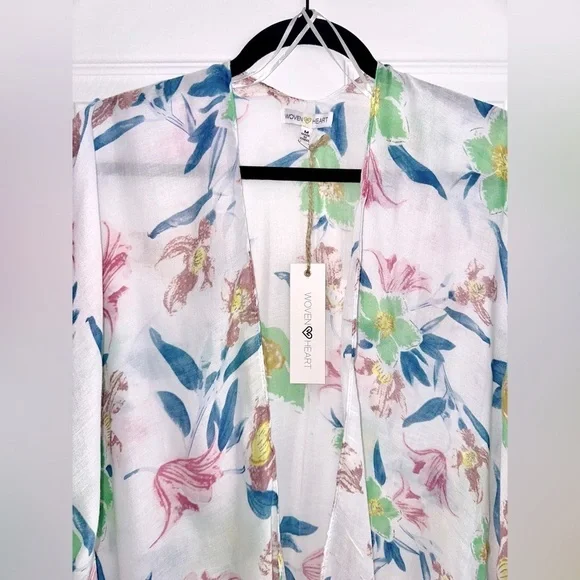 Floral Kimono Swimsuit Cover-Up NWT M - Picture 2 of 7